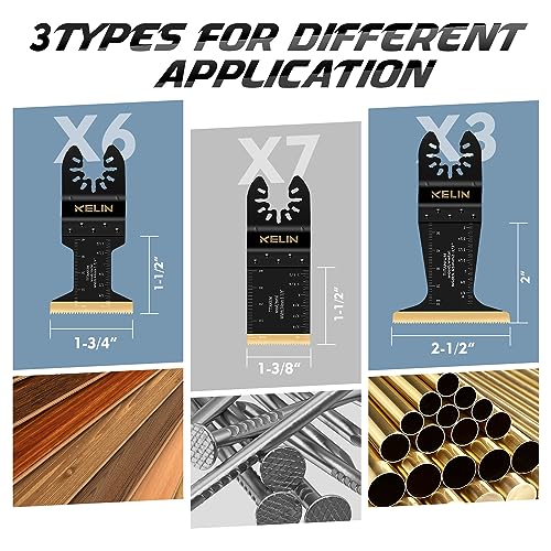 KELIN 16pcs Titanium Oscillating Tool Blades, Universal Multitool Blades for Metal Wood Cutting, Oscillating Saw Blade for Metal Hard Material, Multi Tool Blades Kits for Milwaukee Dewalt Bosch Ryobi by KELIN - Image 5
