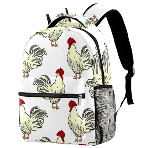 Sac à dos d'école coq multicolore 40cm pour ados et voyage décontracté