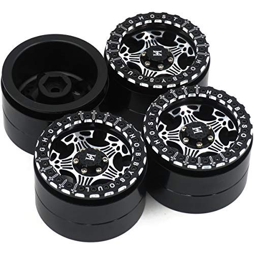 4pcs RC Aluminium Alloy Ghost 2.2 beadlock Wheels Rims Hex 12mm Black Silver Color Fit RC Crawler Mud Truck 2.2 Tires Tyres