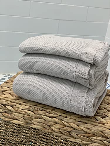 Myaprils Luxury Cotton Bath Towel, Hotel Spa Quality Terry Towels, Popcorn Textured, Durable, Quick Dry Soft Turkish Towels For Bathroom Spa Gym Travel, Hand Hair Bath Towel 3 Piece Set - Mink #TOP4