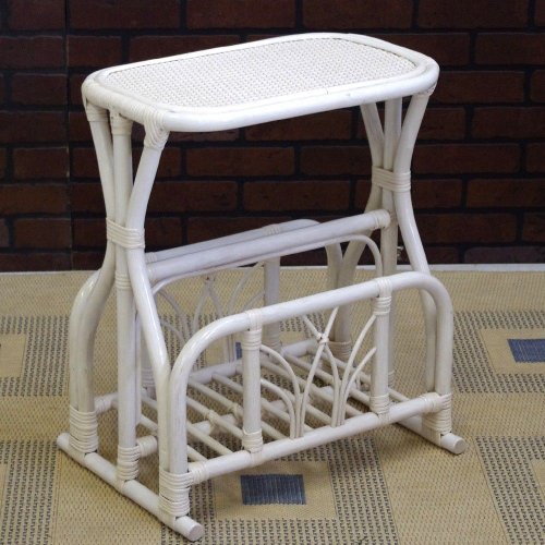 Wicker Telephone Magazine Stand (Whitewash)