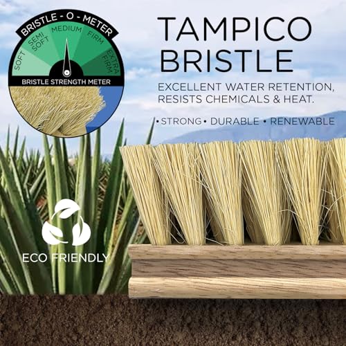 Image of LOLA Deck Scrub Brush, 9 inch x 3.5 inch Head w /Tampico Bristles for Outdoor Cleaning, Removes Dirt & Grime from Patios, Decks, Grout, 1 Count