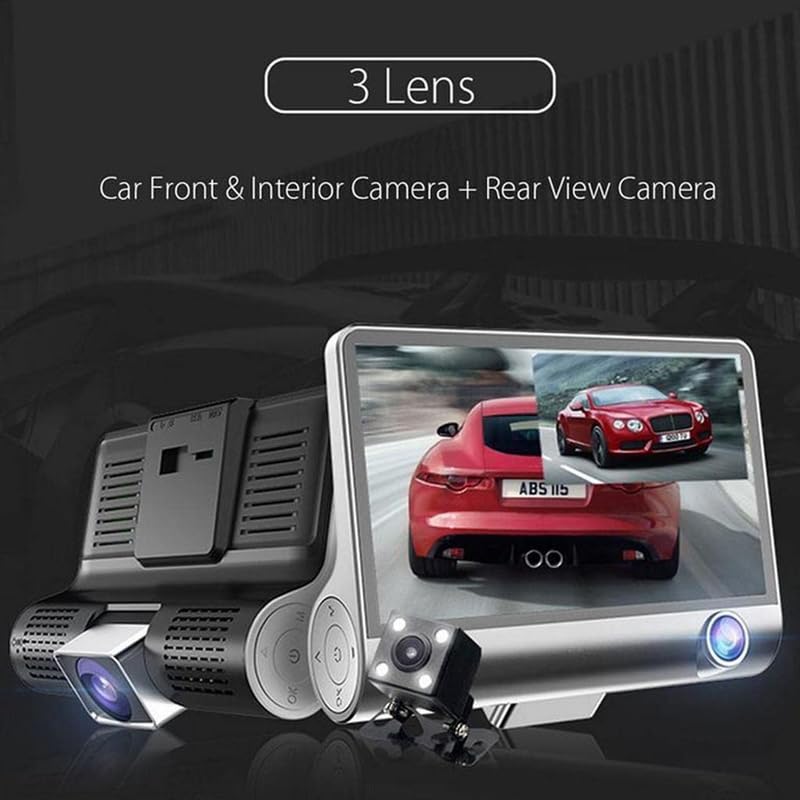 Cospex 4.0 Inch Full HD 1080P Car DVR Dual Lens Camera Rearview Registrar 3 Cameras Car Video Recorder Dash Cams Camcorder