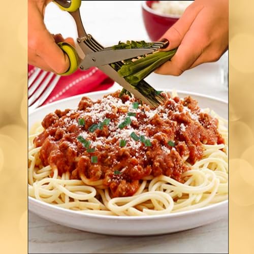 Image of 2-in-1 5-Blade Herb Scissors & Herb Stripper Set | 10-Hole Leaf stripper Stem Remover + Stainless Steel Herb Shears with Safety Cover & Cleaning Comb | Dishwasher Safe Kitchen Tool for all Herbs
