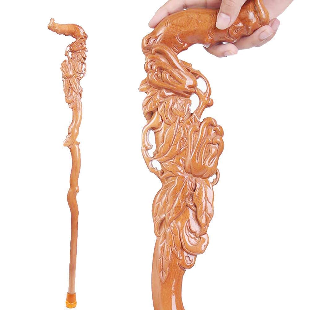 Andadores para personas mayores Bastón de madera, bastón para caminar tallado a mano, regalos, moderno, resistente y estable para hombres y mujeres, andador con ruedas de 90 cm, ayuda para la mov