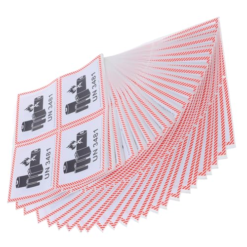 OUNONA 100 Sheets Battery Warning Labels Lithium Battery Shipping Caution Stickers Un3481