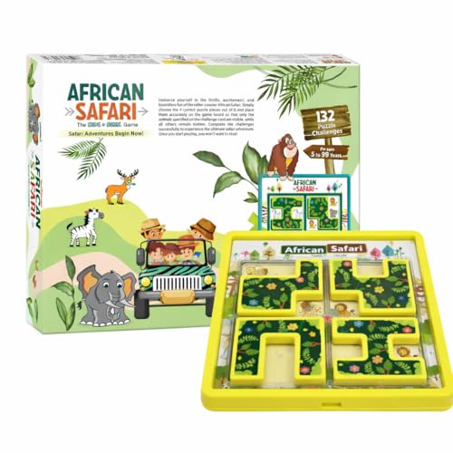 Image of toymate African Safari Logic Puzzle Game for Kids - 132 Brain-Boosting Challenges | Educational IQ & Problem Solving Board Game | Ages 5-9 | Animal Puzzle Learning Toy & Gift