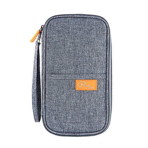 Cartera de Viaje Porta Pasaporte,Lomofila Portadocumentos de Viaje Unisex con Bolsillos de Cremallera para Tarjetas de Crédito Identificaciones Monedas Billetes de Viaje
