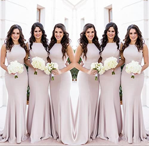 Women's Jewel Neck Bridesmaid Dresses Long Mermaid Prom Dress Formal Evening Gowns3