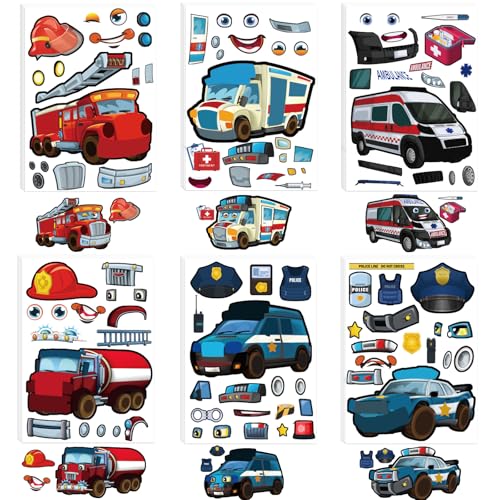 30 Sheets Make A First Responder Rescue Vehicle Stickers - Make Your Own Police Car Fire Engine...