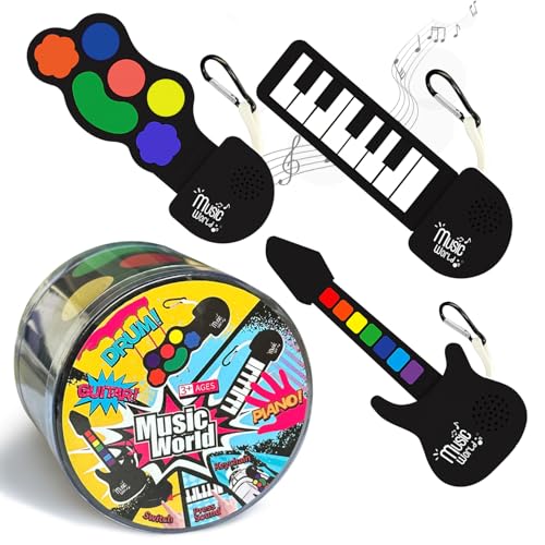 Mini Roll up Silicone Musical instuments Real Playable Keychain Toy