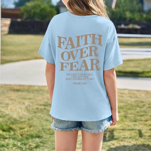 Cute Preppy Girls Shirts Kids Oversized Christian Graphic T Shirts Y2k Summer Tops Short Sleeve Crewneck Tees 3-14 Years4