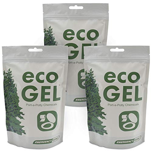 Eco Gel Port-A-Potty and Emergency Toilet Chemicals, Eco-Friendly Liquid Waste Gelling and Deodorizing Powder. 3 Pack