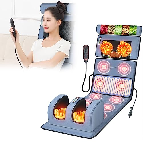 Alfombrilla de masaje eléctrica con almohadilla térmica, cojín multifuncional para espalda, cuello, hombros y piernas, masaje de cuerpo completo y relajación