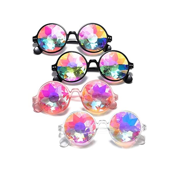 Trippy Psychedelic Festivals Kaleidoscope Rainbow Sunglass Rave Goggle Glasses Prism Diffraction