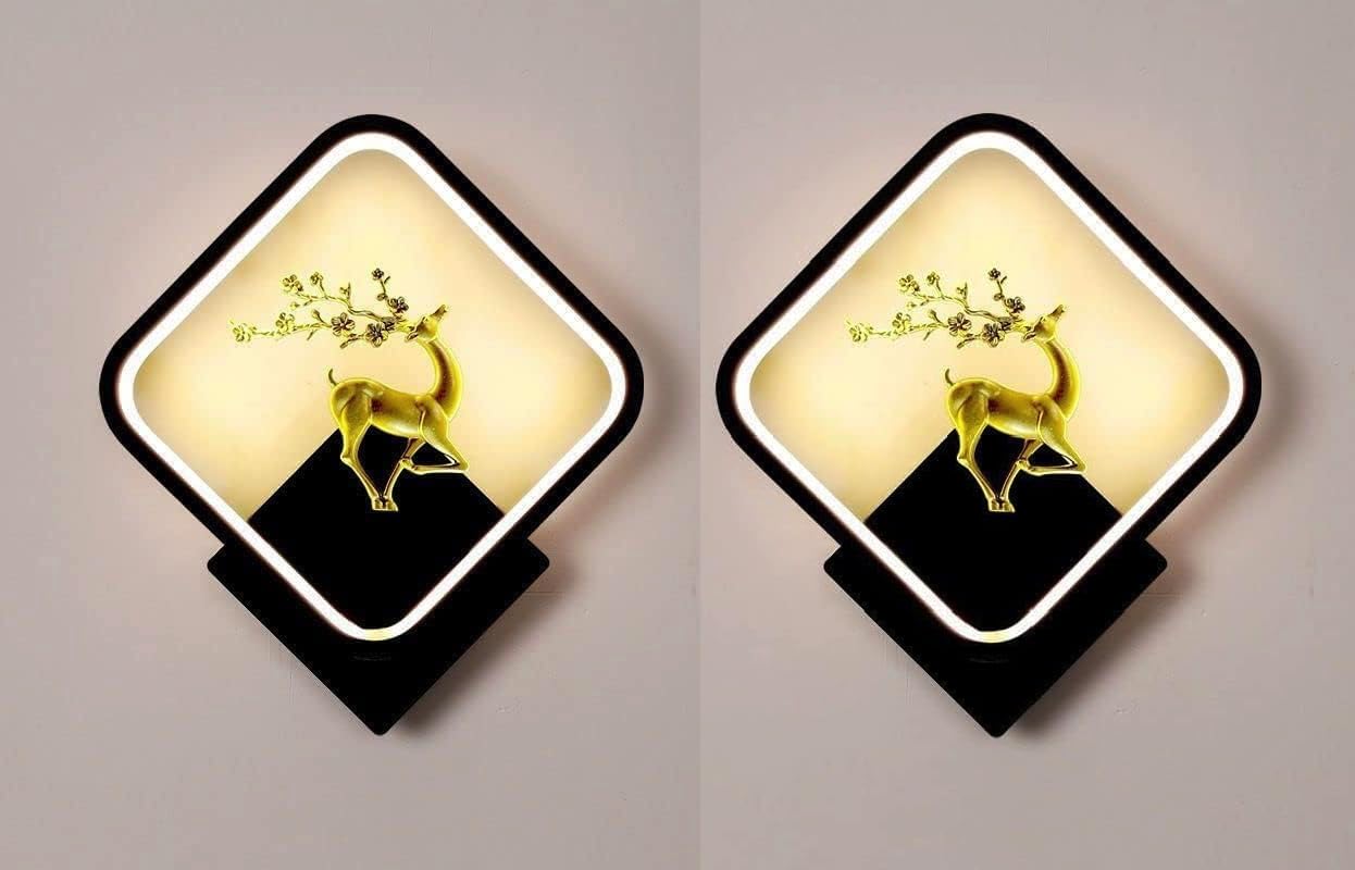 Groeien Pack of 2 Tricolor LED Home Decor Fancy Wall Indoor/Outdoor Decorative Lights for Bedroom,Living Room,Kitchen(Warm+Natural+CoolWhite) (2, hiran-Square) (B0D8W37XTN) Amazon Price History, Amazon Price Tracker