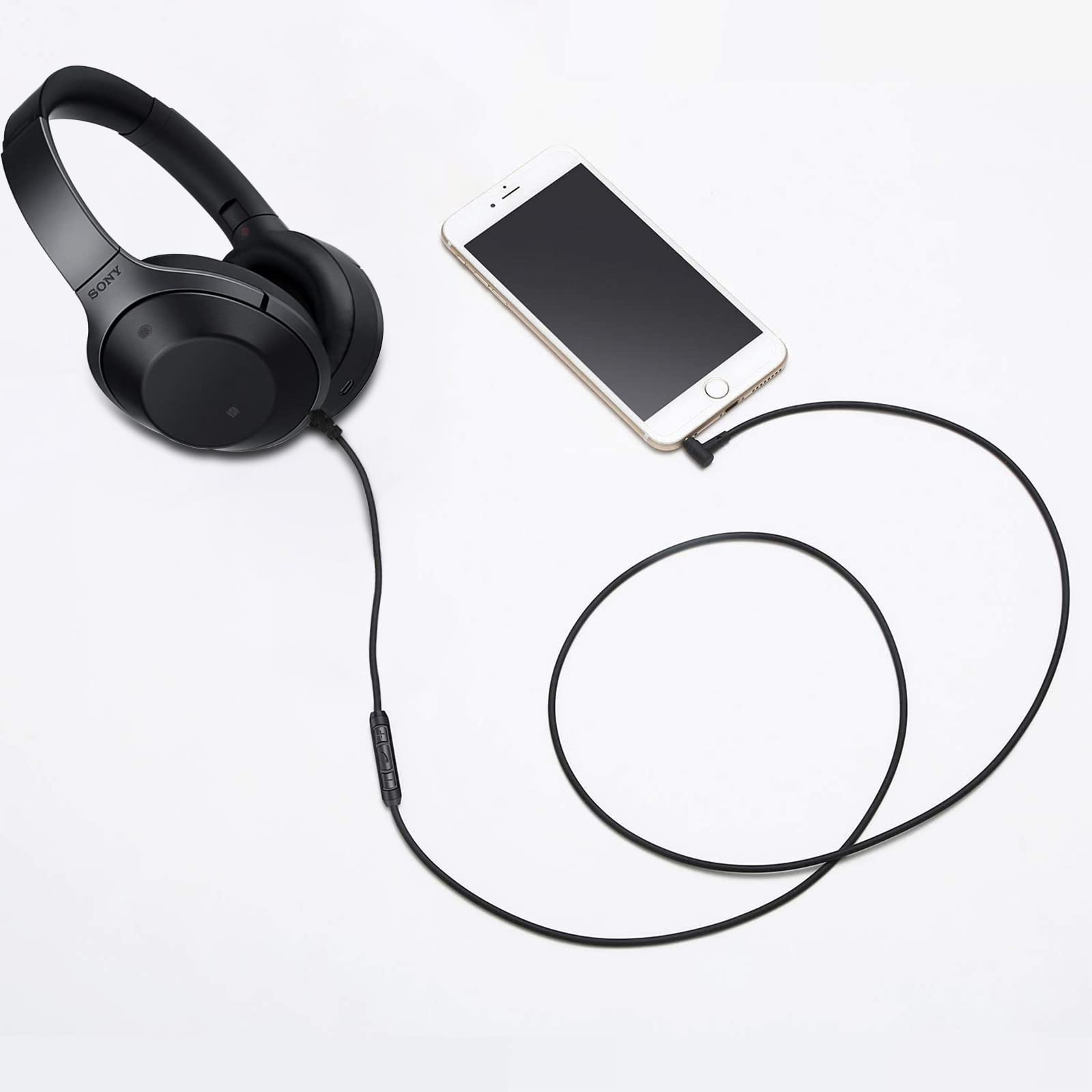 Cavo AUX Con Microfono Per Cuffie Sony WH-1000XM4, MDR-1000X, WH-H900N E Altri, Jack 3.5mm Placcato Oro, 1.2m, Compatto E Resistente