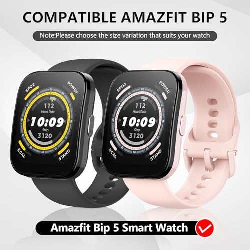 Suoman 4 Pack Screen Protector Case for Amazfit Bip 5, All-Around Protective Soft TPU Flexible Bumper Screen Protective Case for Amazfit Bip 5 Smartwatch (Black+Rose Gold+Pink+Clear)