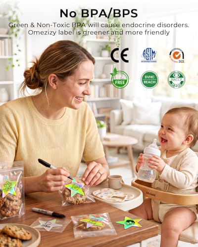 Image of 500 Sheets 3 Inch Golden Star Holographic Thermal Labels, Waterproof Self-Adhesive Direct Thermal Printer Labels for Name Tag, DIY, QR Code, Compatible with MUNBYN,JADENS, ect Printer