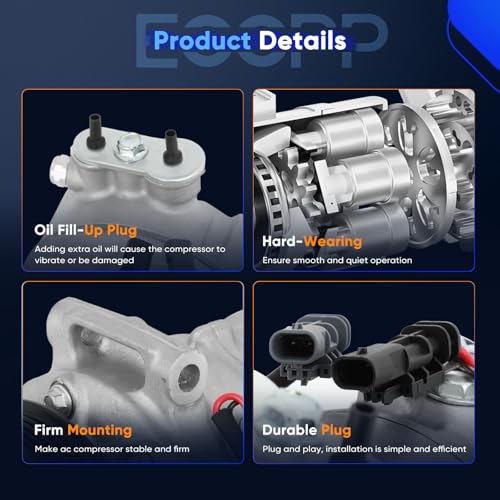 Image of ECCPP AC Compressor for GMC Terrain for Chevrolet Equinox 2.4L 2012-2015 | Fast Cooling AC Compressor with Clutch