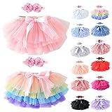 Topassion Tutu Röcke Baby Mädchen + Stirnband Tüllrock Prinzessin Baby Fotoshooting Kostüm Kleidung Stirnband Outfits Neugeborenen Weicher Bequemer Fotografie Requisiten Tütü Rock