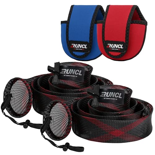 Image of RUNCL Fishing Rod Sleeves & Reel Bags, Spinning /Casting Rod Socks & Spinning /Baitcasting Reel Covers - Protection Solution, Space Saver, Perfect Storage - Fishing Pole Sleeves & Reel Pouch (2 Pack)