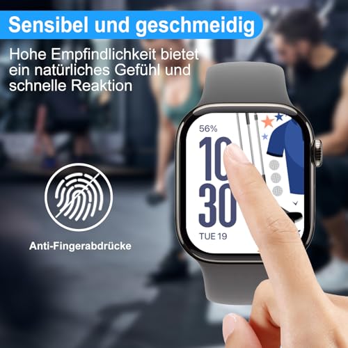 Elecshion Panzer Schutzfolie Glas für Apple watch Series 10 46mm, 2 Stück Screen Protector, HD Glas Displayschutz, 9H Härte, Anti-Kratzen, Film