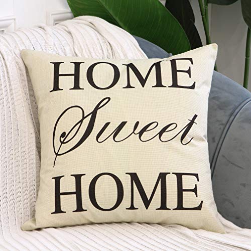 Leioh Farmhouse Decorative Pillow Covers Set Of 4 Home Sweet Home Inspirational Quotes Sofa Throw Pillow Covers Cushion Cover 18 X 18 Inc #TOP1