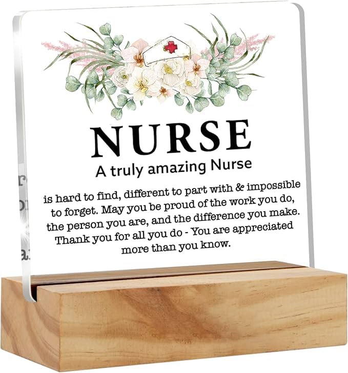 Bs amor Acrylic Nurse Plaque Sign, Amazing Desk Decor with Wood Stand for Nurses, Medical Students gift 5x4 Inches-image-46