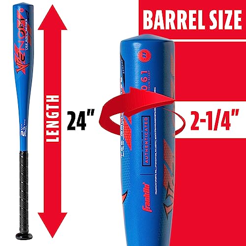 Image of Franklin Sports Venom Aluminum Official Youth Tee Ball Bat - Perfect for Soft Core Tee Balls (-10 and -11 Drop Weight)