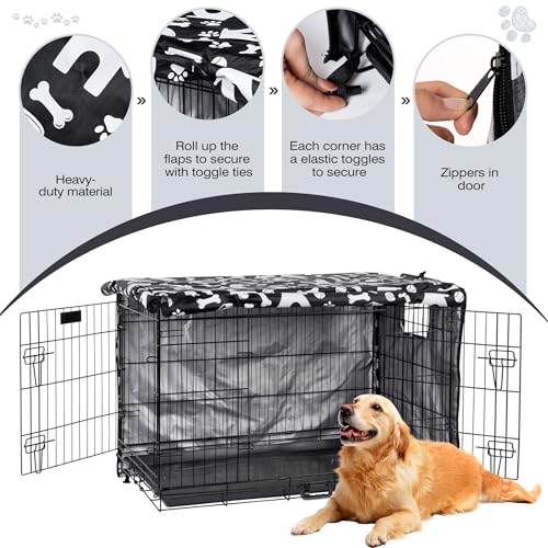 Dog Crate Cover 42 inch, Kennel Cover Fit for Dog Crate, Black/Paw - Image 6