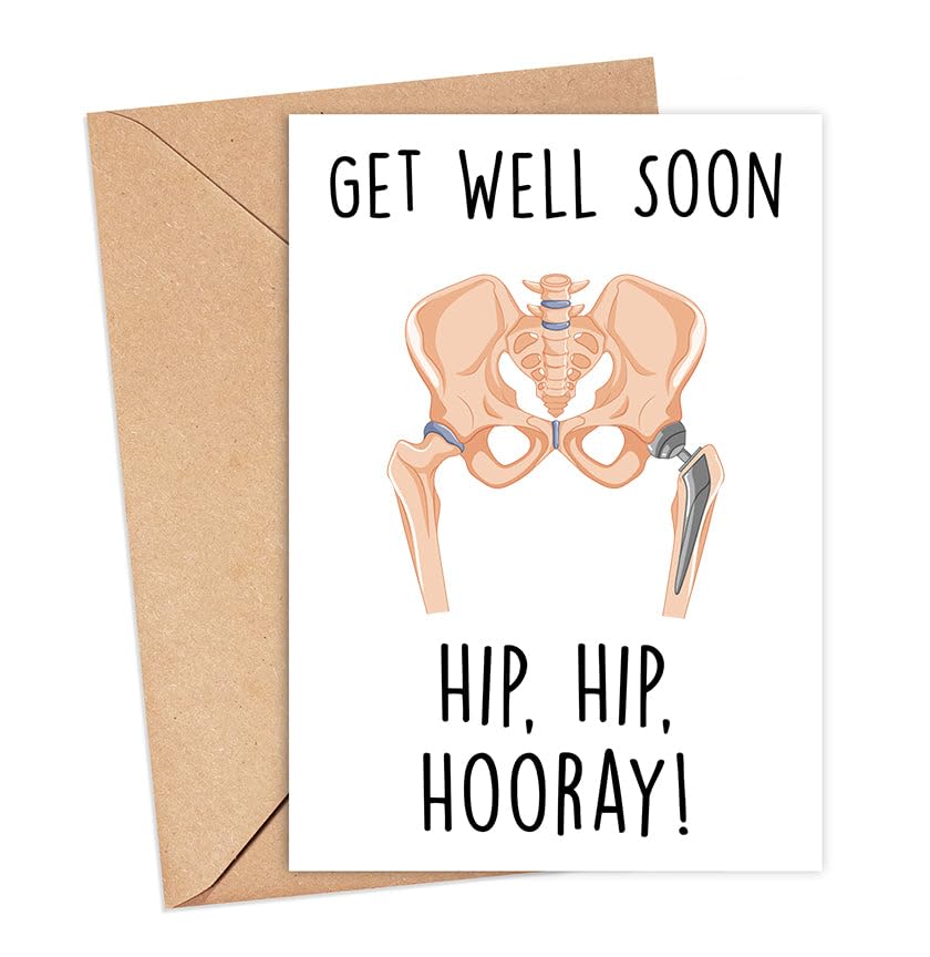 ThanhThien Funny Get Well Card - Get Well Soon Greetings Card For Hip Replacement Surgery - Recovery - Operation And Bypass - Sarcastic Feel Better Greeting - Unwell Joke Notecard For Friends