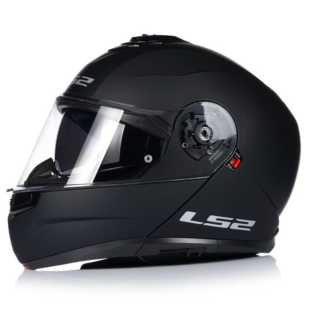 LS2 FF908 Strobe II Designed Negro Mate - Sena Bluetooth-Intercom Integrado - Casco de Moto Modular con Visor Solar - Homologado ECE 22.06