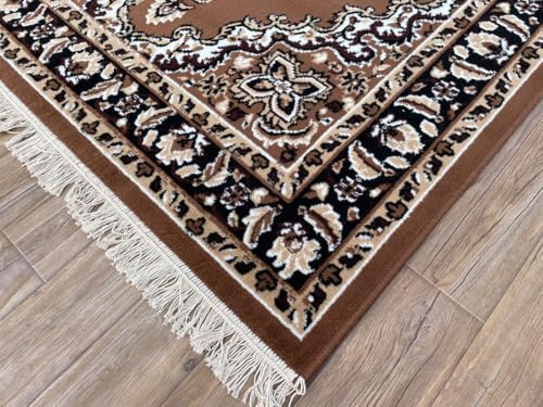 Image of TTC THREAD & TEXTURE CARPET Traditional Comfort: Power-Loomed Carpets for Living Room- Every Space Area Rug Color Gold Size 3x5 Feet (90x150cm)