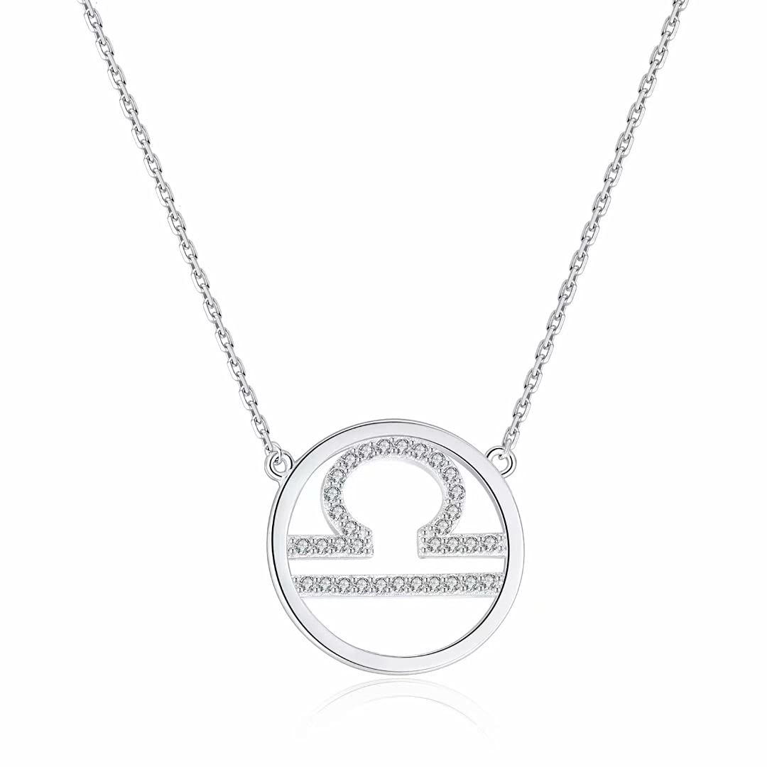 Imagen de catálogo asociada a Qings 12 Constelaciones Collares Plata para Mujeres - Delicados Moda Ronda Libra Astrológicos Z