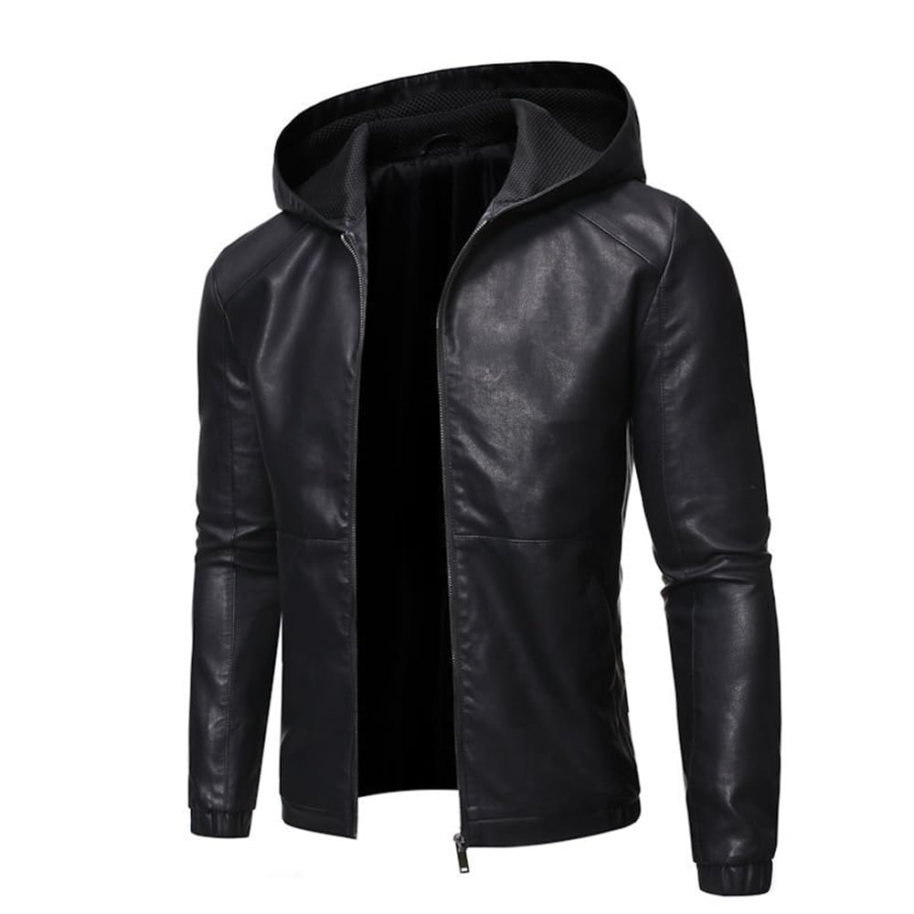 Men Long Sleeve Jacket Men Casual Fashion Handsome Transition Jacket Men Youth Personality Trend Synthetic Leather Jacket Men Regular Fit Comfortable Warm Cold Jacket