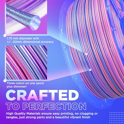 Image of Cookiecad PLA Filament 1.75mm 1kg Iridescent Rainbow 3D Printer Filament - Unicorn Elixir PLA