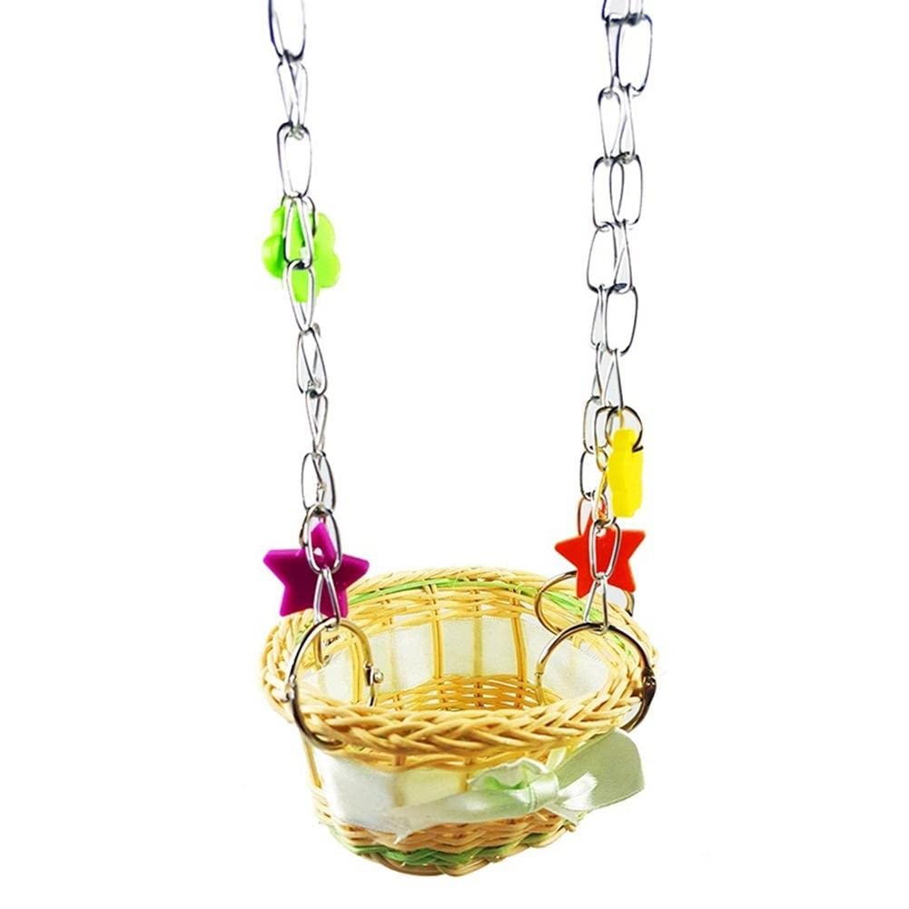 XXXDXDP Bird Toy Sling Chain Hand Knitting Hammock Climbing Biting Pet Hanging Basket Yellow Dreamy Hammock Is Suitable For Small Birds