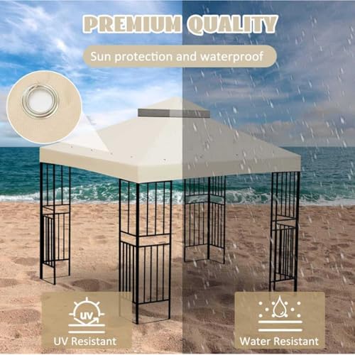 Double Tiered Replacement Canopy Top for Outdoor Gazebo, Water-Resistant Polyester Roof with Air Vent, Perfect for Yard, Patio, and Garden Use - Image 2