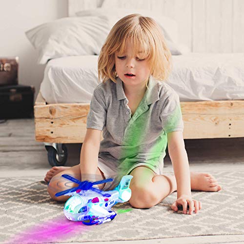 image for Zetz Brands Police Helicopter Toy for Kids with 4D Lights and Sounds -