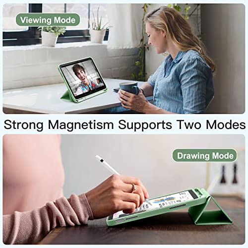 Image of Akkerds Compatible with iPad (A16) 11th Generation Case 11 Inch 2025, for iPad 10th Generation Case 10.9 Inch 2022 with Pencil Holder,Slim Trifold Stand Protective Cover with Soft TPU Back,MatchaGreen