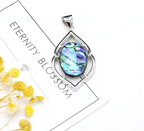 Miniatura 5 de LHJ 4 colgantes de piedra natural, exquisitos dijes ovalados de concha de piedra de cristal para hacer joyas, collares, pulseras, regalo, Piedra