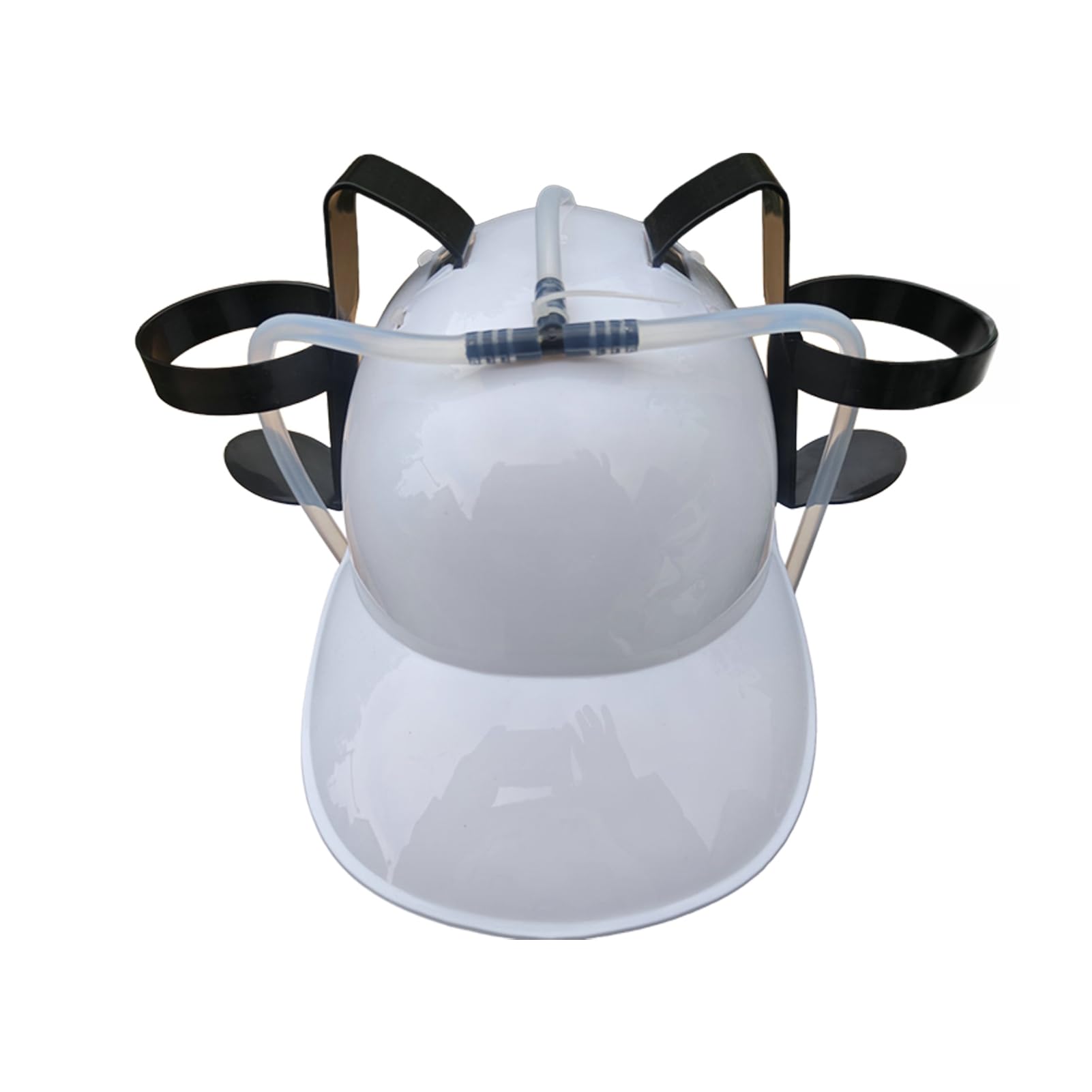 Drink Cap with Straw, Drinking Hat for Adults, Plastic Lazy Drink Helmet, Creative Beer Hat for Birthday Parties Festivals Home Offices Gifts Dormitory Accessories White One Size