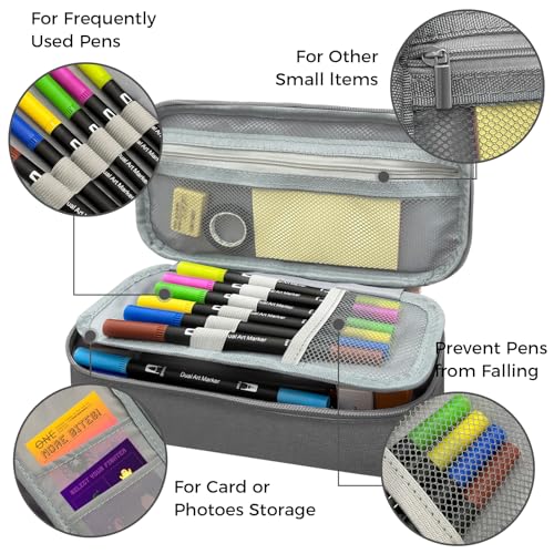 CNMTCCO Federmäppchen 5 Fächer, großer Vorrat federmäppchen große Größe mäppchen teenagerfeder mäppchen Unisex (Grey)