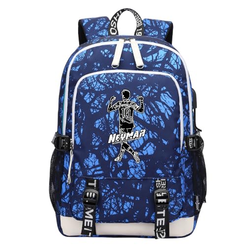 KARFRI Mochila esportiva multifuncional de futebol N-eymar para viagem, laptop, bolsa para fãs de futebol para homens e mulheres, Linhas azuis - 3, One Size, Esportivo