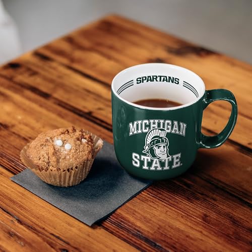 Image of Logo Brands NCAA Michigan State Spartans 15oz Stripe Mug - Team Logo, Inside Print, Standard Handle, Microwave & Dishwasher Safe
