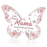 Yopyame Spanish Mom Birthday Gifts - Regalos para Mamá Acrylic Gift for Office Desk Mother’s Gifts from Daughter Son Keepsake Paperweight for Mom in Spanish Butterfly Plaque Sign for Home Table Shelf