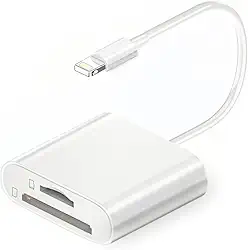 Leitor de cartão SD para iPhone/iPad, adaptador de câmera Lightning 2 em 1, leitor micro SD e TF, Plug and Play