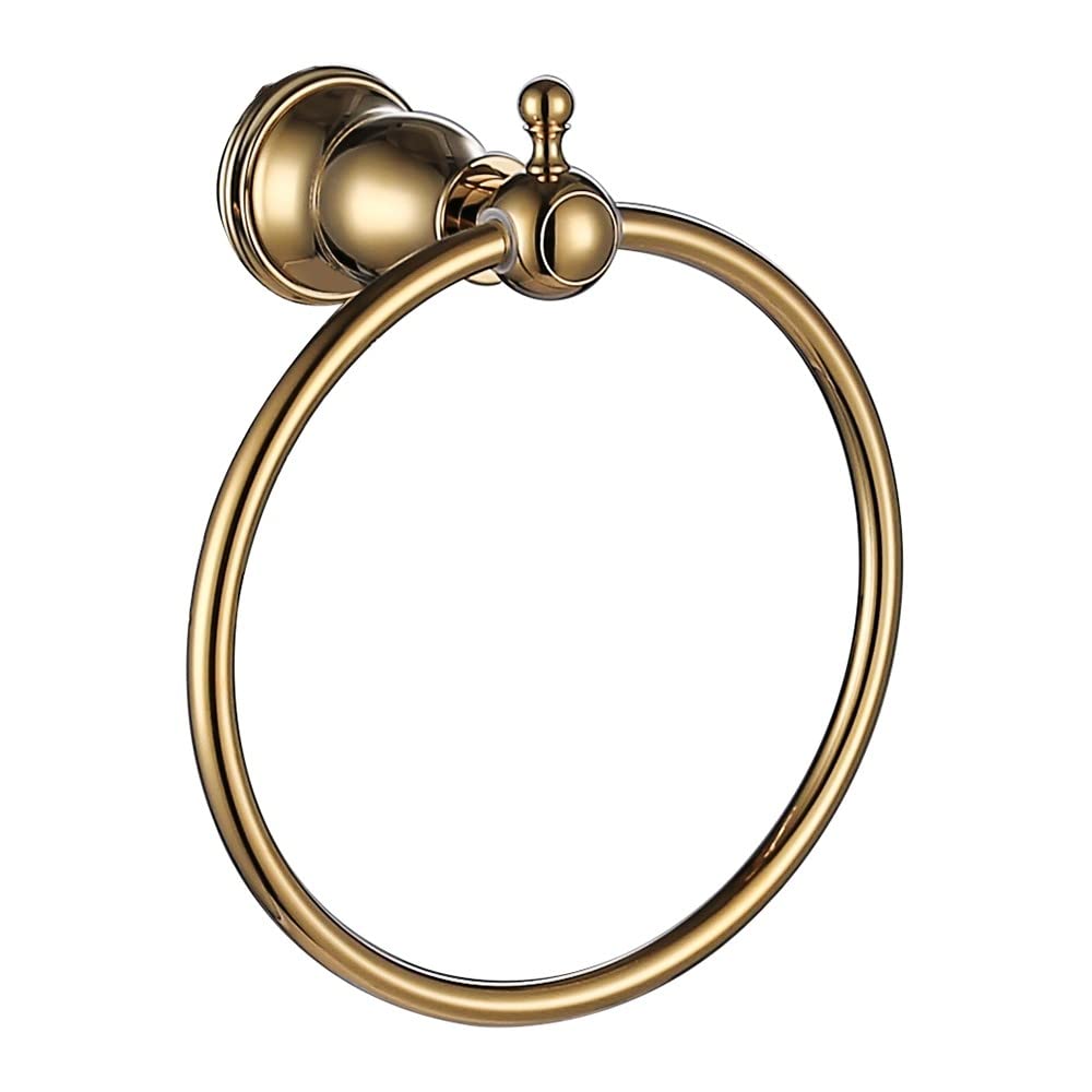 Anneau de serviette en laiton poli doré pour salle de bain chic