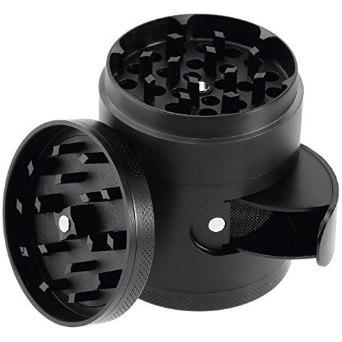 Anpro Macinaspezie Macinapepe Versatile Portatile per Spezie Erba Tabacco con Portello di Gabinetto, Herb Grinder Multifunzionale 50mm